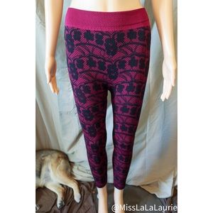 Poof! Girl Burgundy Wine Leggings Black Floral💛🌵